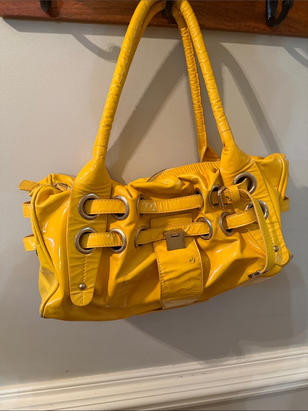 Jimmy Choo Yellow Patent Leather Shoulder Bag